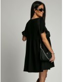 Oversize dress with short sleeves, black FK530 - Online store - Boutique